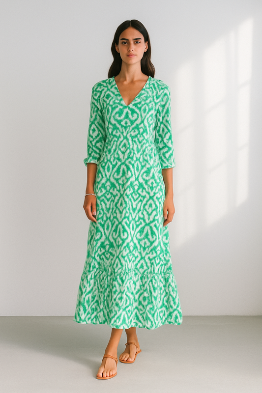 Vestido verano mujer escote en V mangas medias - Mavetta