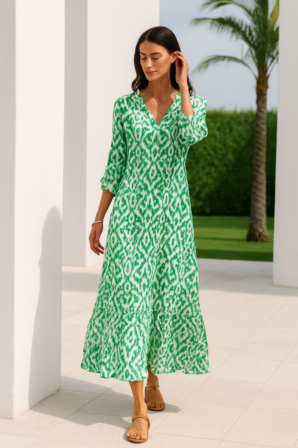 Vestido verano mujer Escote en V Mangas semicortas