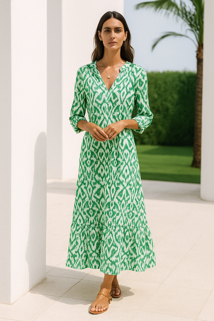 Vestido verano mujer escote en V mangas medias