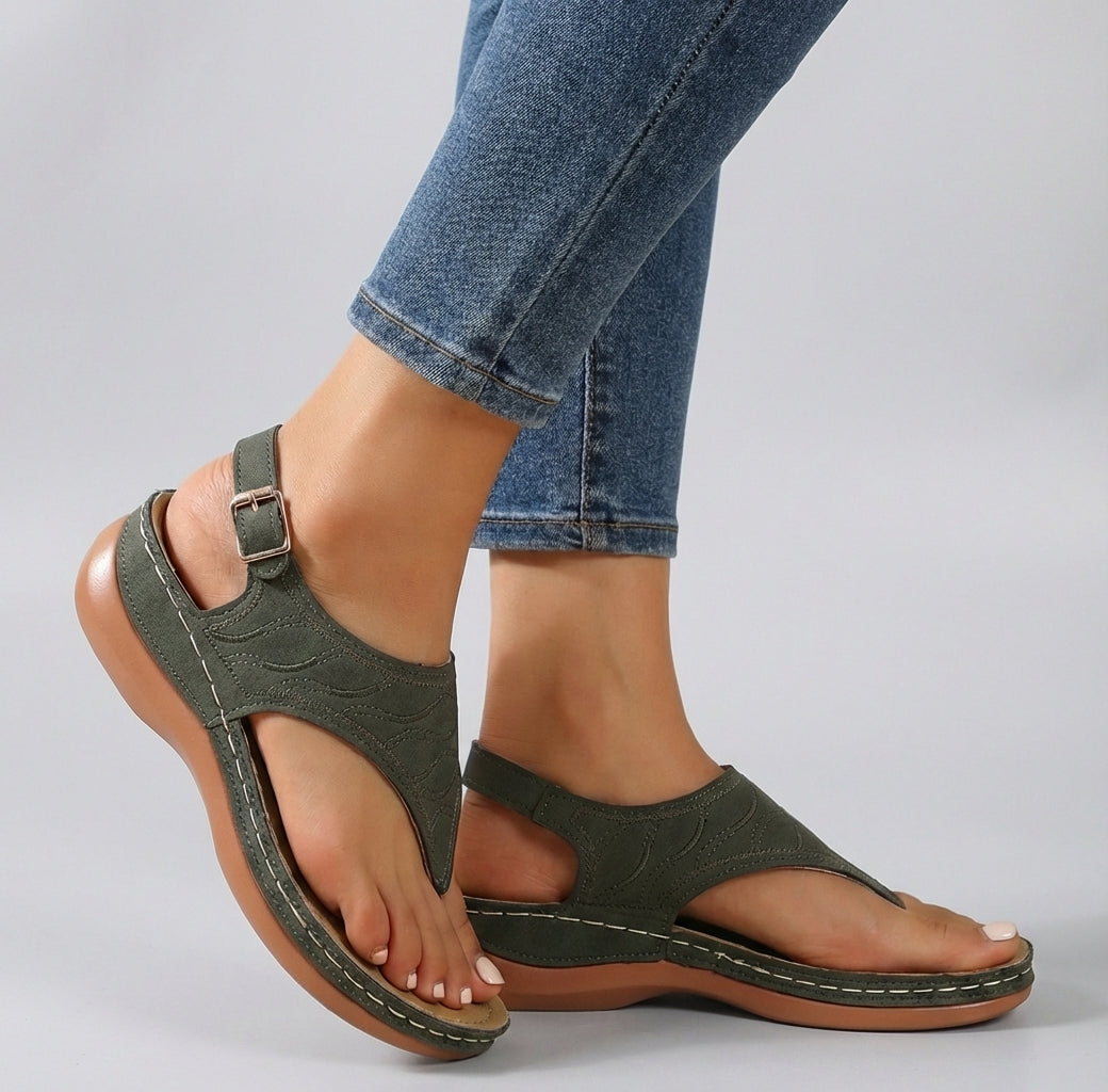 Sandalias Mujer Cuña Tira al Tobillo Ajuste Cómodo