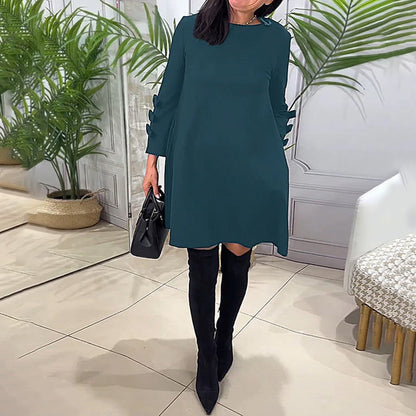 Vestido Casual Mujer Manga Larga Ajuste Regular