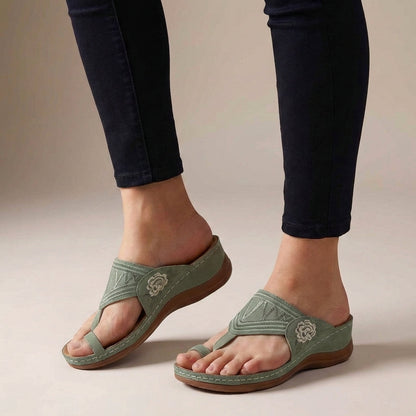 Sandalias Mujer Ortopédicas Cuña Bordado Floral
