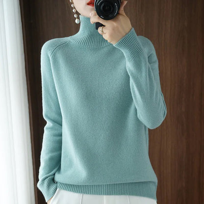 Jersey Mujer de Punto Suave Cuello Alto Elegante