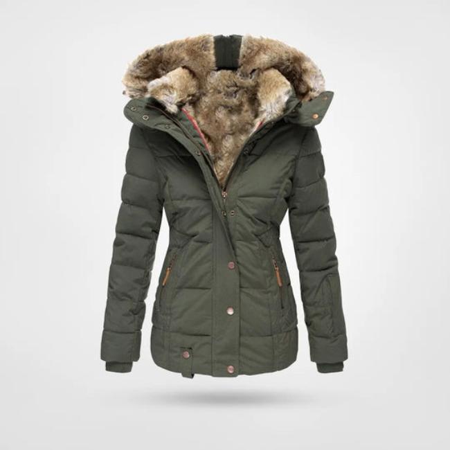 Abrigo Invierno Mujer con Forro de Piel Ajuste Clasico