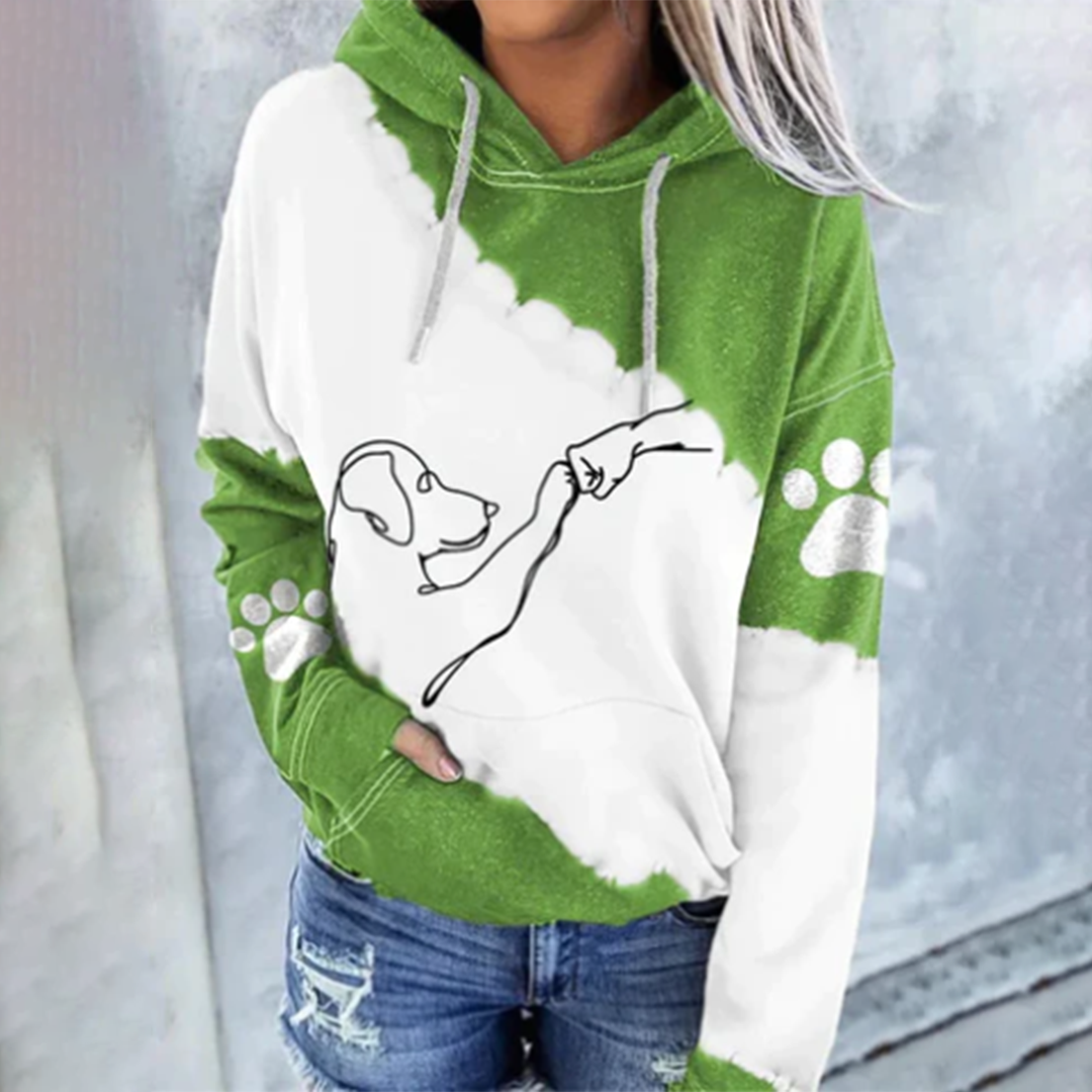 Sudadera mujer con capucha estampado perro estilo casual