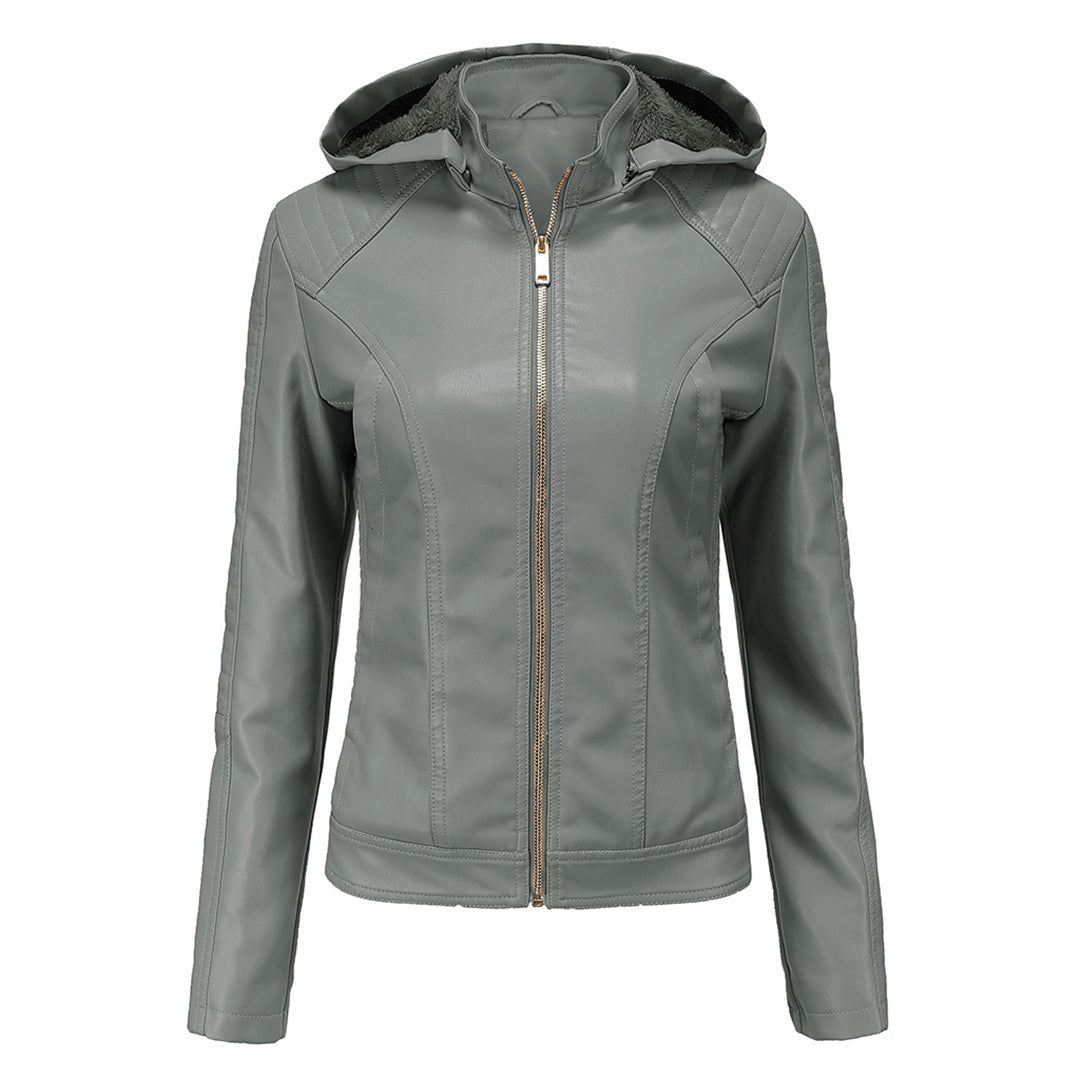 Chaqueta Mujer de Cuero Versátil Corte Ajustado