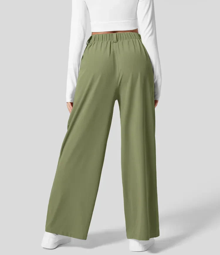 Pantalón Mujer de Talle Alto y Pierna Ancha Elegante
