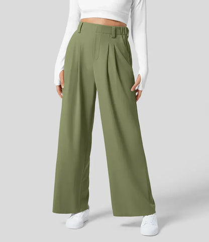 Pantalón Mujer de Talle Alto y Pierna Ancha Elegante