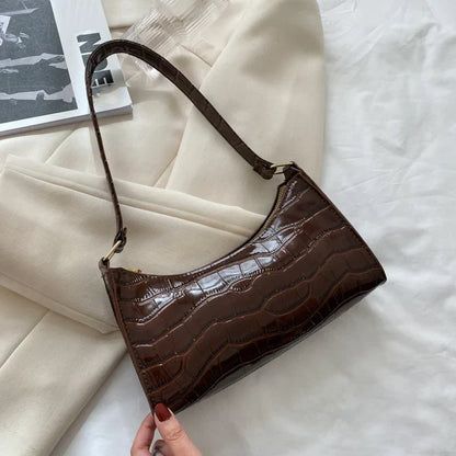 Bolso de hombro mujer con diseño piel de cocodrilo elegante