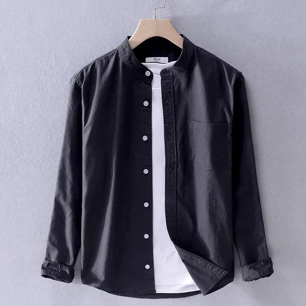 Camisa Hombre Algodón Cuello Mao Corte Recto