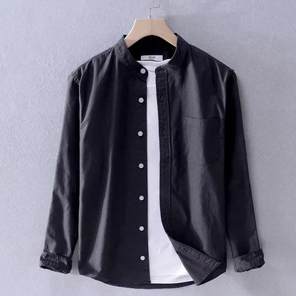 Camisa Hombre Algodón Cuello Mao Corte Recto