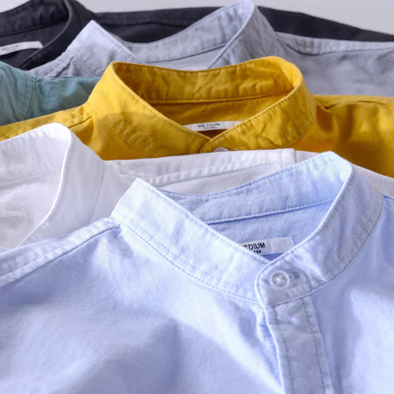 Camisa Hombre Algodón Cuello Mao Corte Recto