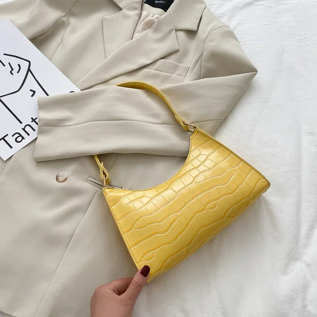 Bolso de hombro mujer con diseño piel de cocodrilo elegante