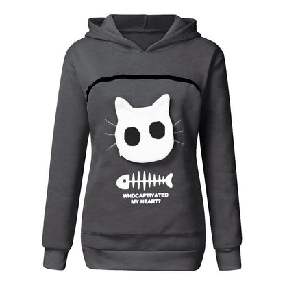 Sudadera Mujer con Capucha y Bolsillo para Mascotas Diseño Gráfico