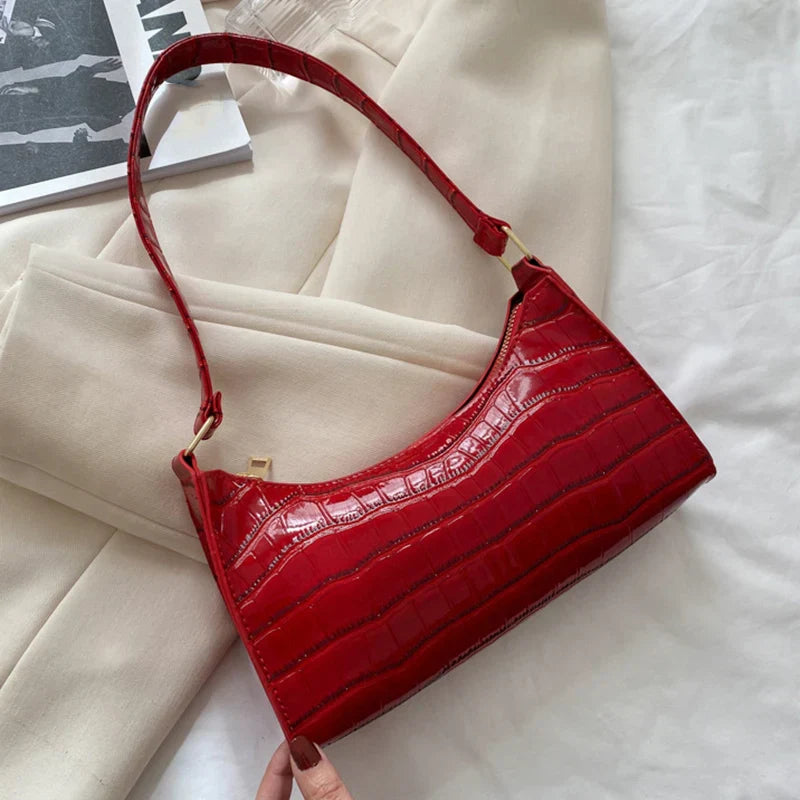 Bolso de hombro mujer con diseño piel de cocodrilo elegante