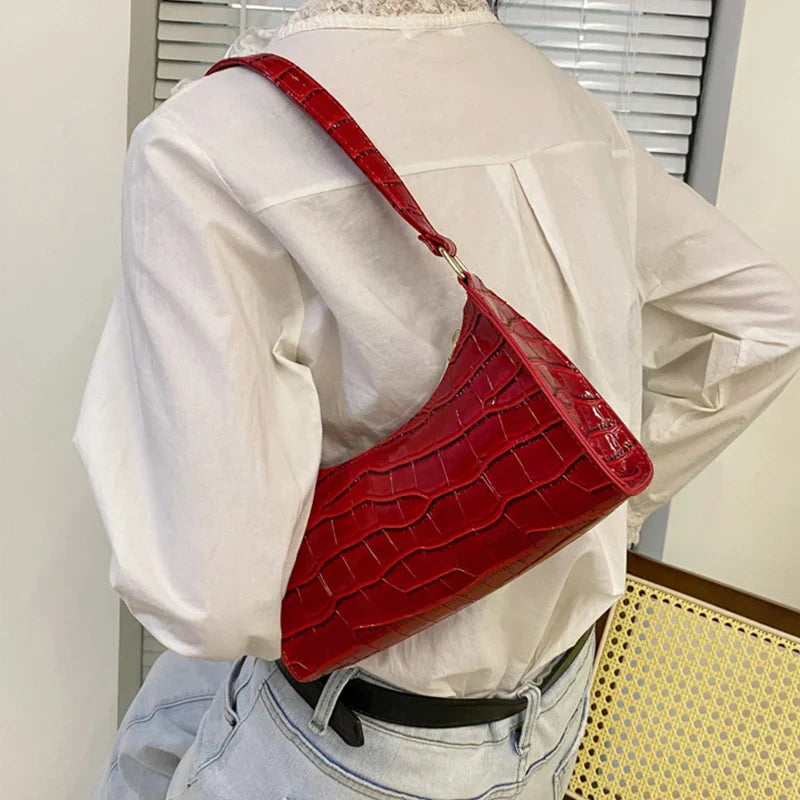 Bolso de hombro mujer con diseño piel de cocodrilo elegante