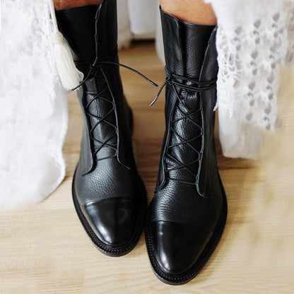 Botines Mujer de Cuero con Cordones Ajuste Clasico - Mavetta