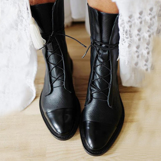 Botines Mujer de Cuero con Cordones Ajuste Clasico - Mavetta