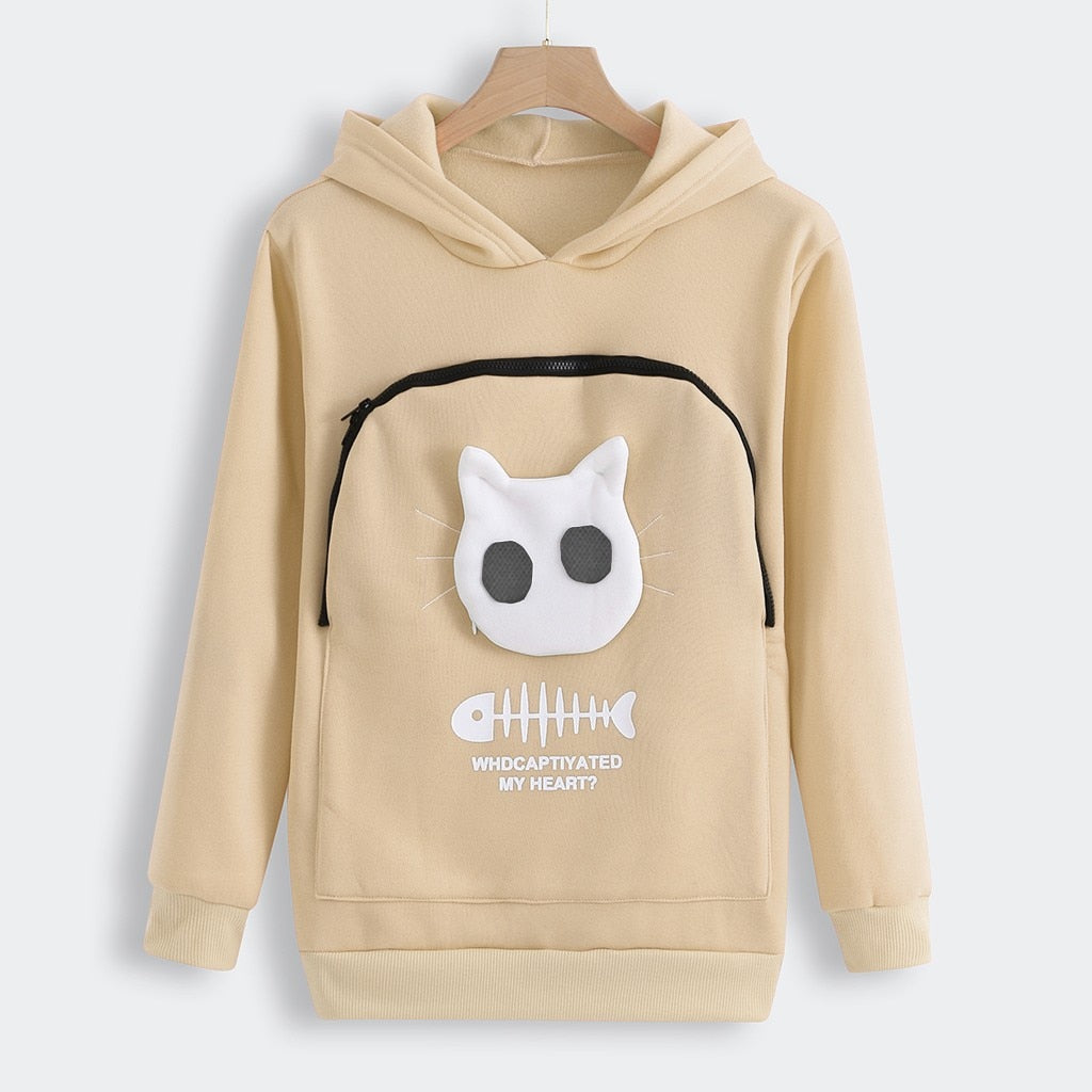 Sudadera Mujer con Capucha y Bolsillo para Mascotas Diseño Gráfico