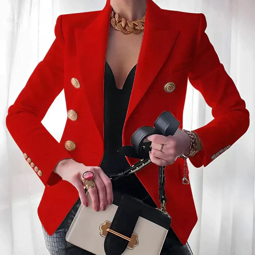 Americana Mujer Doble Botonadura Puños Abotonados Formal