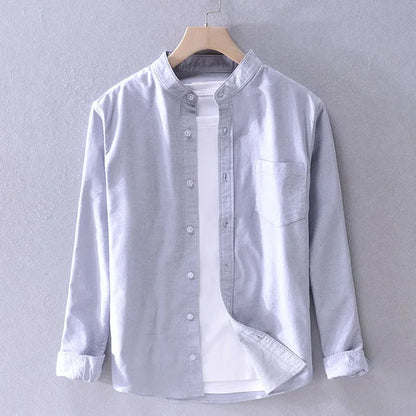 Camisa Hombre Algodón Cuello Mao Corte Recto