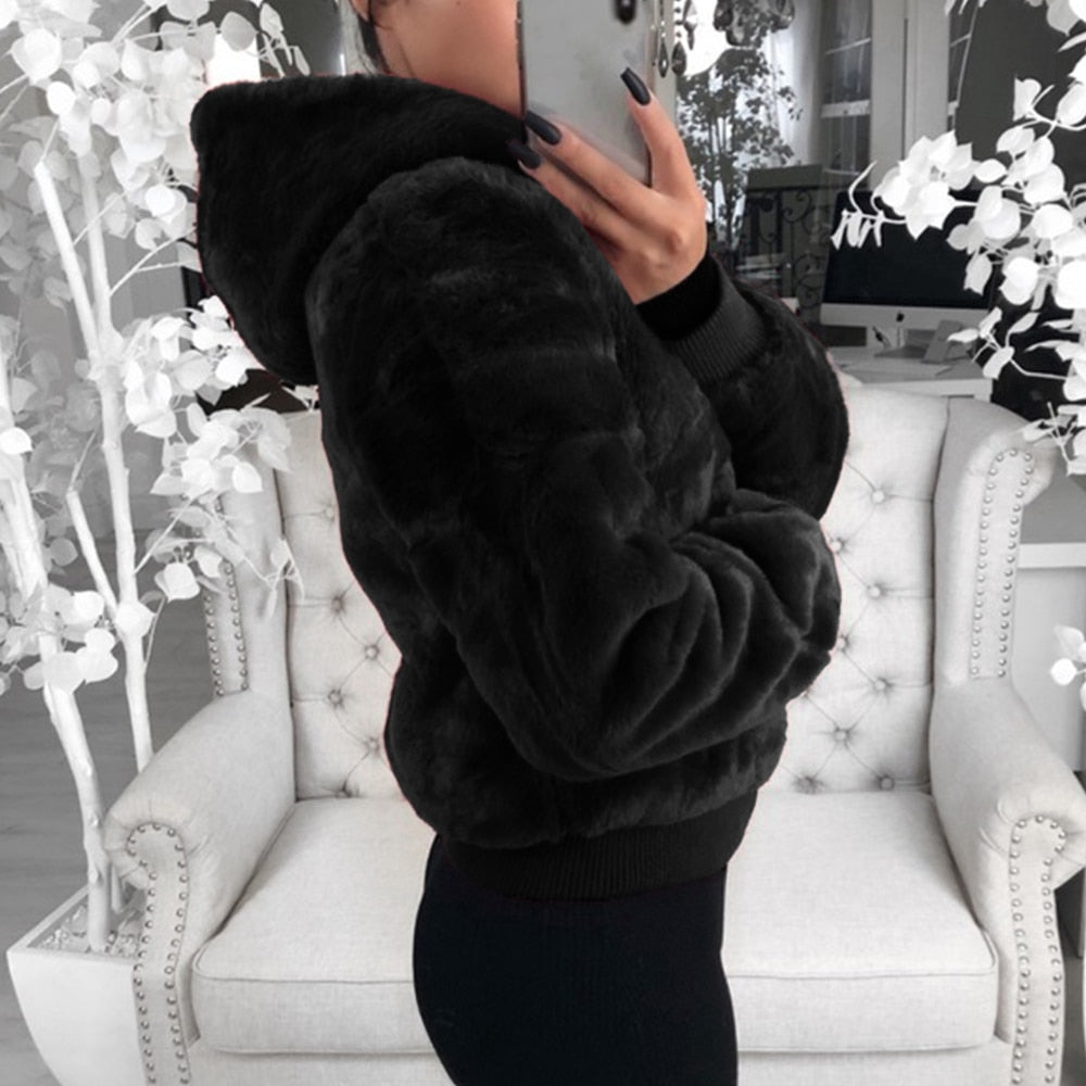 Chaqueta Mujer de Felpa con Cremallera Ajuste Regular
