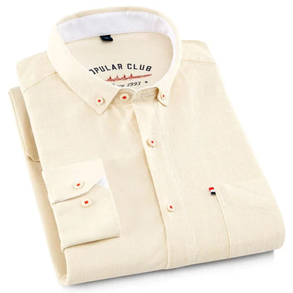 Camisa Hombre de Lino Tejido Ligero Botones Frontales