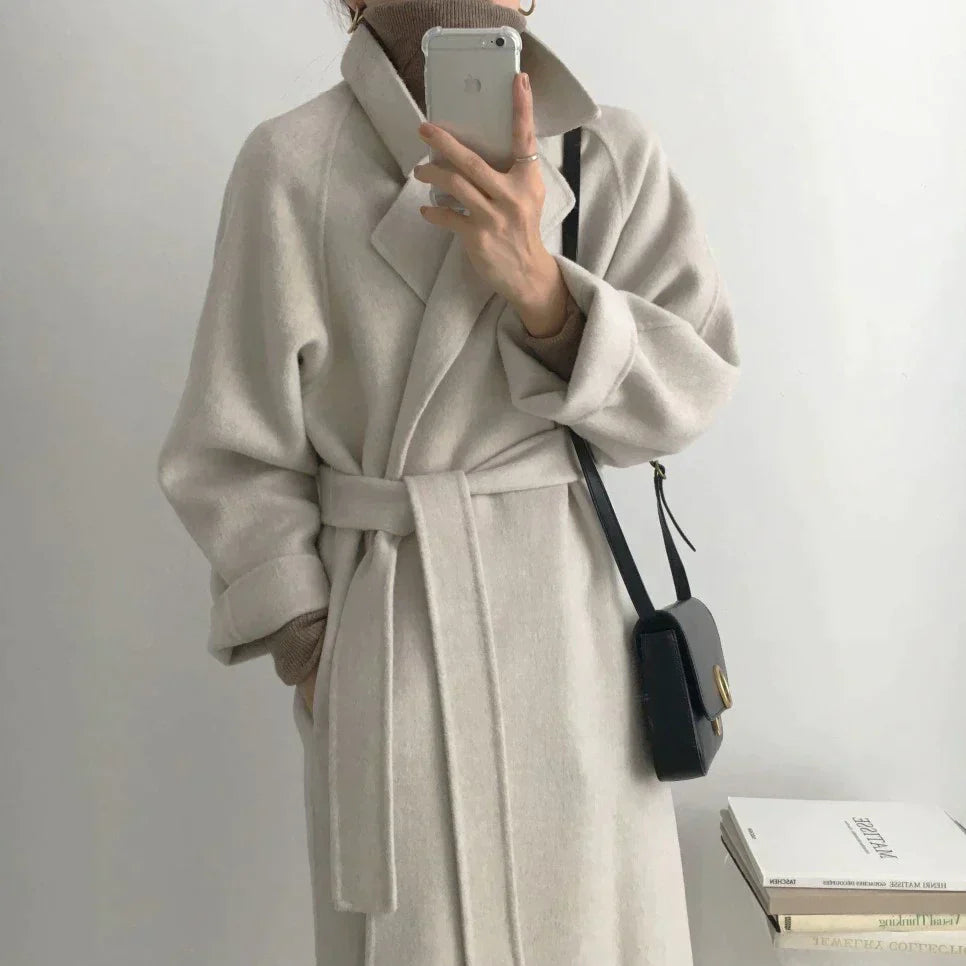 Abrigo Largo Mujer Invierno Ajuste Elegante