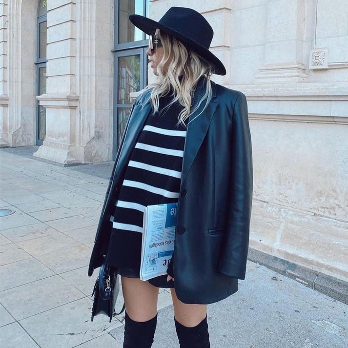 Suéter Mujer Holgado Estampado Rayas