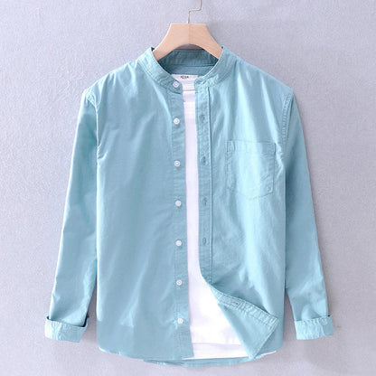 Camisa Hombre Algodón Cuello Mao Corte Recto
