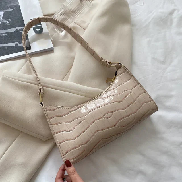 Bolso de hombro mujer con diseño piel de cocodrilo elegante