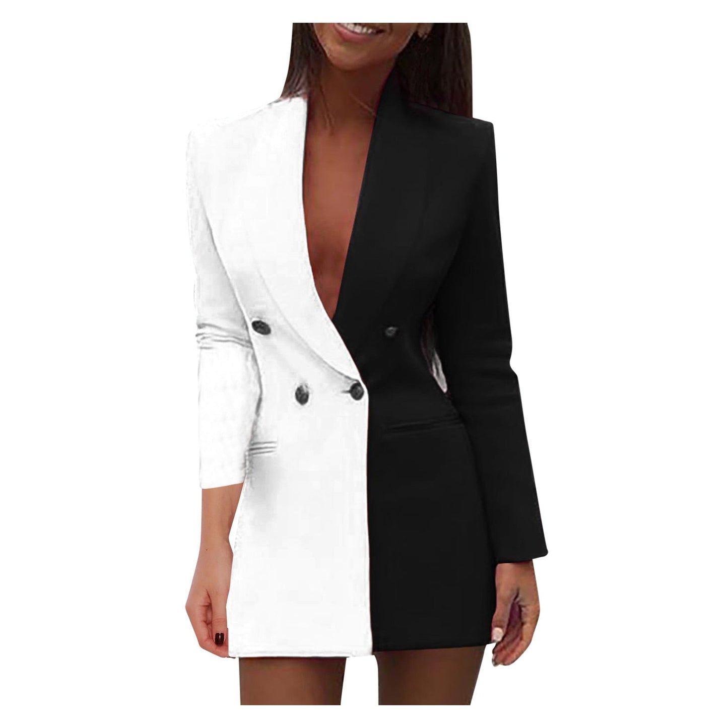 Vestido Blazer Mujer Doble Botonadura Corte Recto