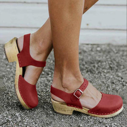 Sandalias Mujer Ortopédicas Cuña Tira con Hebilla