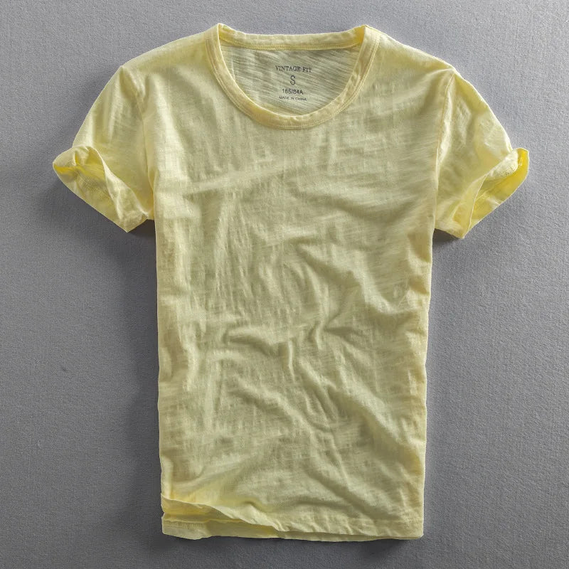 Camiseta Hombre de Algodón Cuello Redondo Manga Corta