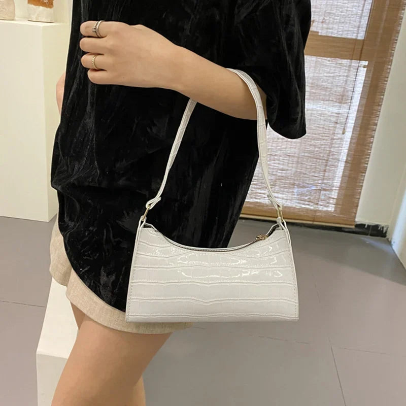 Bolso de hombro mujer con diseño piel de cocodrilo elegante