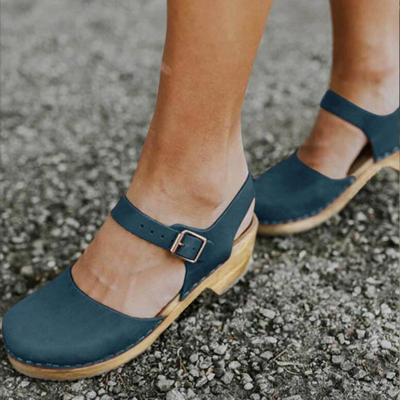 Sandalias Mujer Ortopédicas Cuña Tira con Hebilla