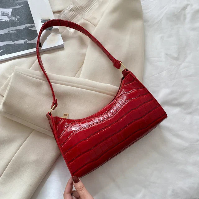 Bolso de hombro mujer con diseño piel de cocodrilo elegante