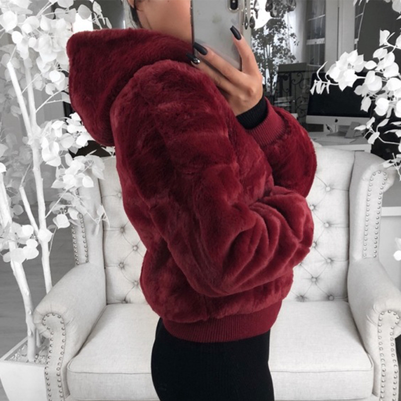 Chaqueta Mujer de Felpa con Cremallera Ajuste Regular
