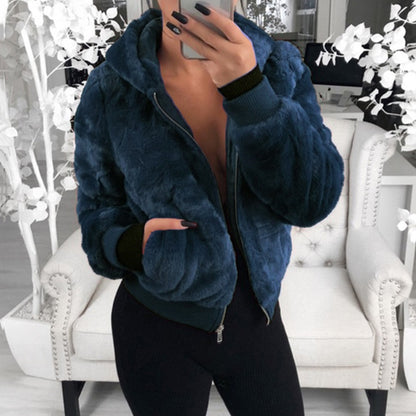 Chaqueta Mujer de Felpa con Cremallera Ajuste Regular