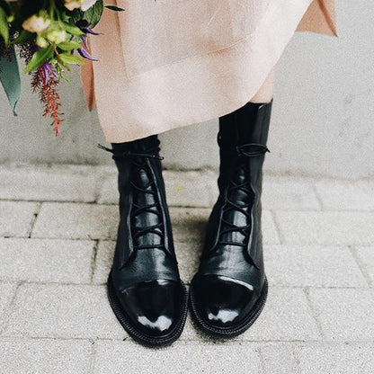 Botines Mujer de Cuero con Cordones Ajuste Clasico