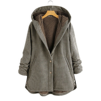 Chaqueta Mujer con Capucha Forro de Fleece Cuadros - Mavetta