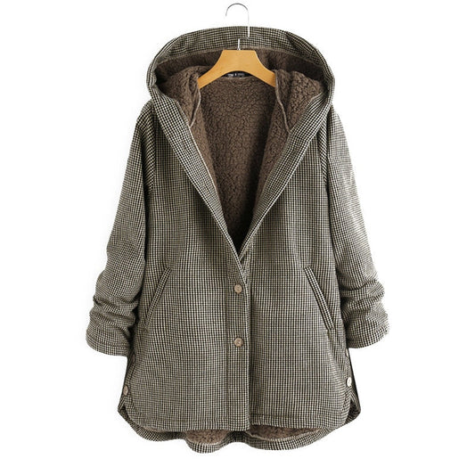 Chaqueta Mujer con Capucha Forro de Fleece Cuadros - Mavetta