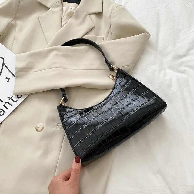 Bolso de hombro mujer con diseño piel de cocodrilo elegante