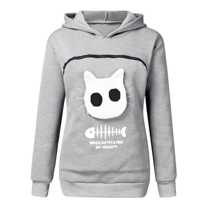 Sudadera Mujer con Capucha y Bolsillo para Mascotas Diseño Gráfico