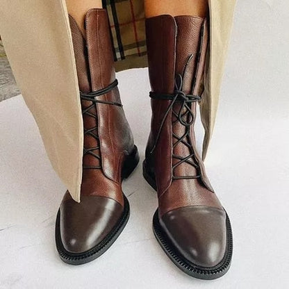 Botines Mujer de Cuero con Cordones Ajuste Clasico