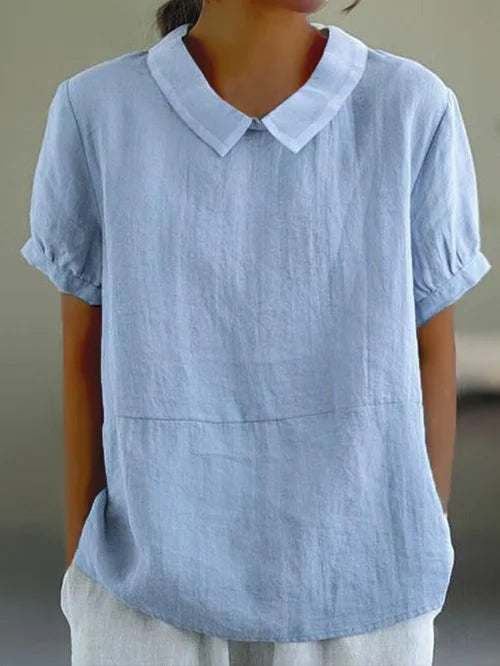 Blusa mujer ligera cuello redondo manga corta - Mavetta