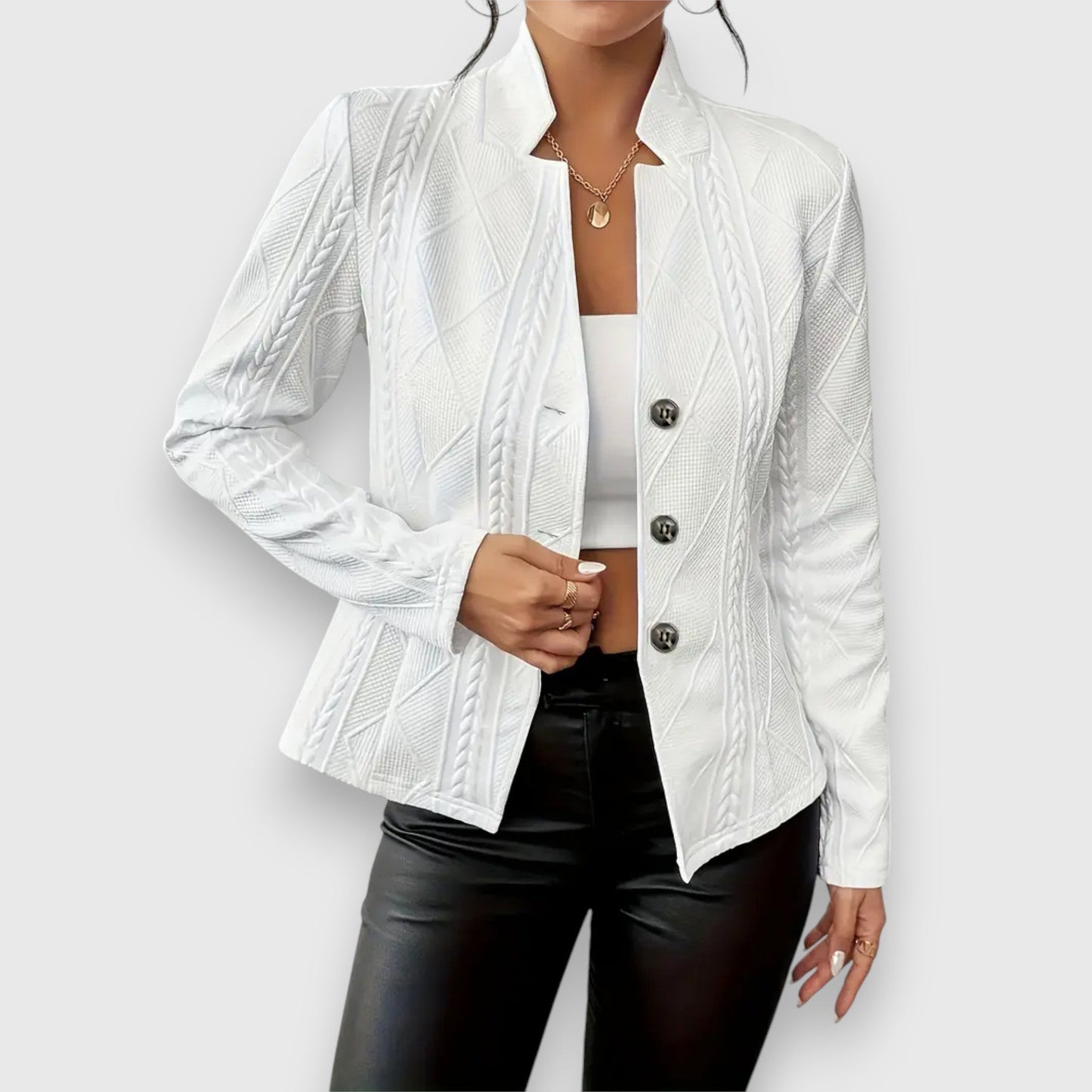 Blazer Mujer con Textura Estructurada Corte Entallado