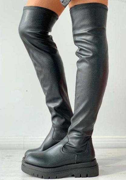Botas Mujer de Cuero Sobre la Rodilla Ajuste Elegante - Mavetta