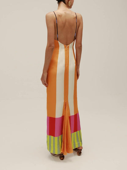 Vestido largo mujer corte recto