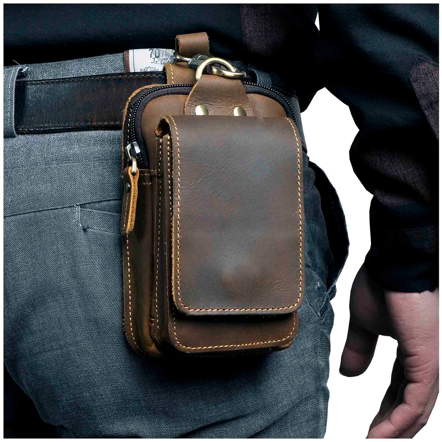 Riñonera Hombre de Cuero Ajustable Compacta - Mavetta